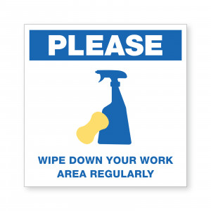 PMWORKAREA - SAFETY AWARENESS SIGN WIPE DOWN WORK AREA