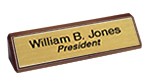 2" x 10" Plastic Name Plate on Wood Wedge Block